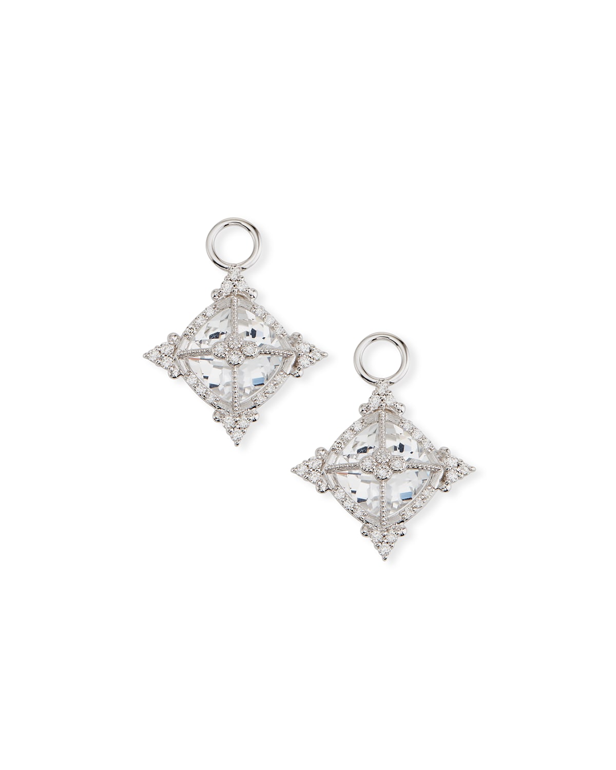 18k White Gold Provence Cushion Topaz Earring Charms