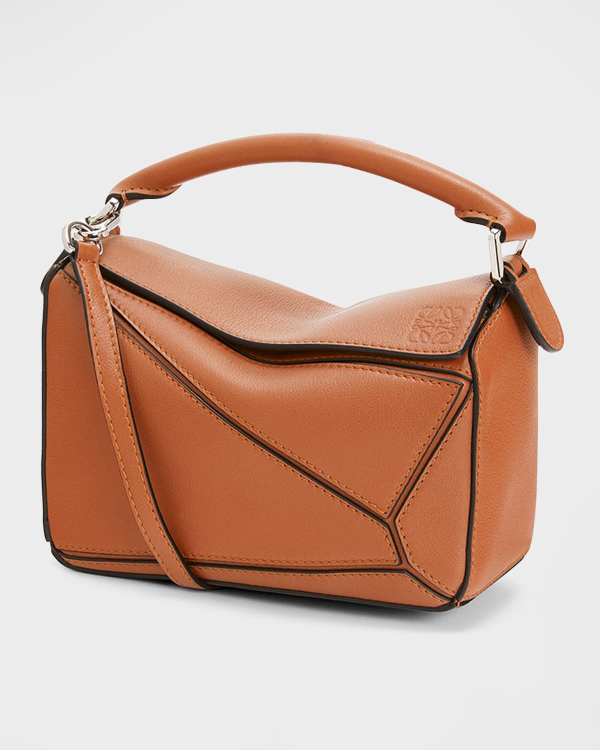 Loewe Puzzle Mini Classic Satchel Bag In Tan