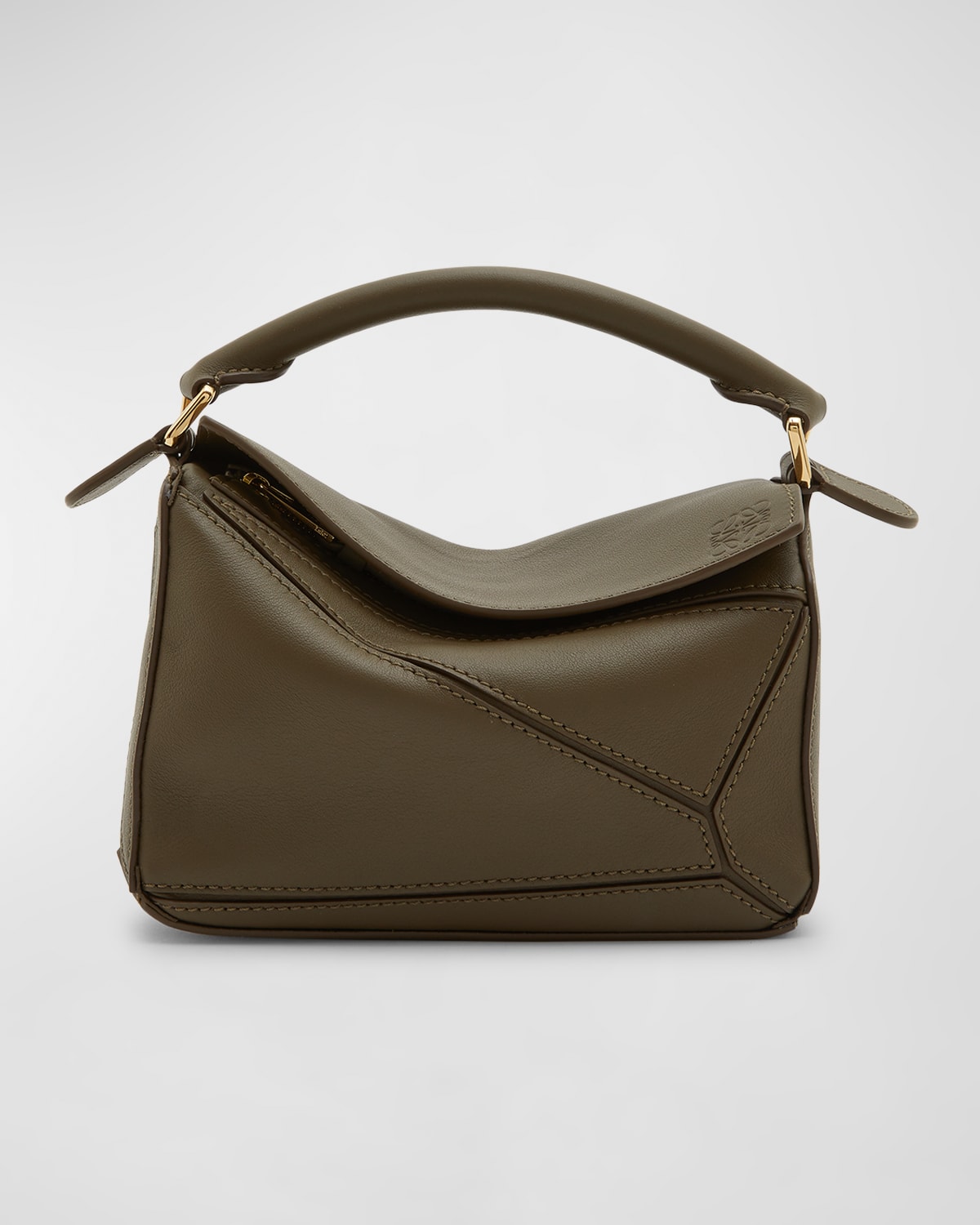 Loewe - Small Puzzle Dark Khaki Leather Shoulder Bag