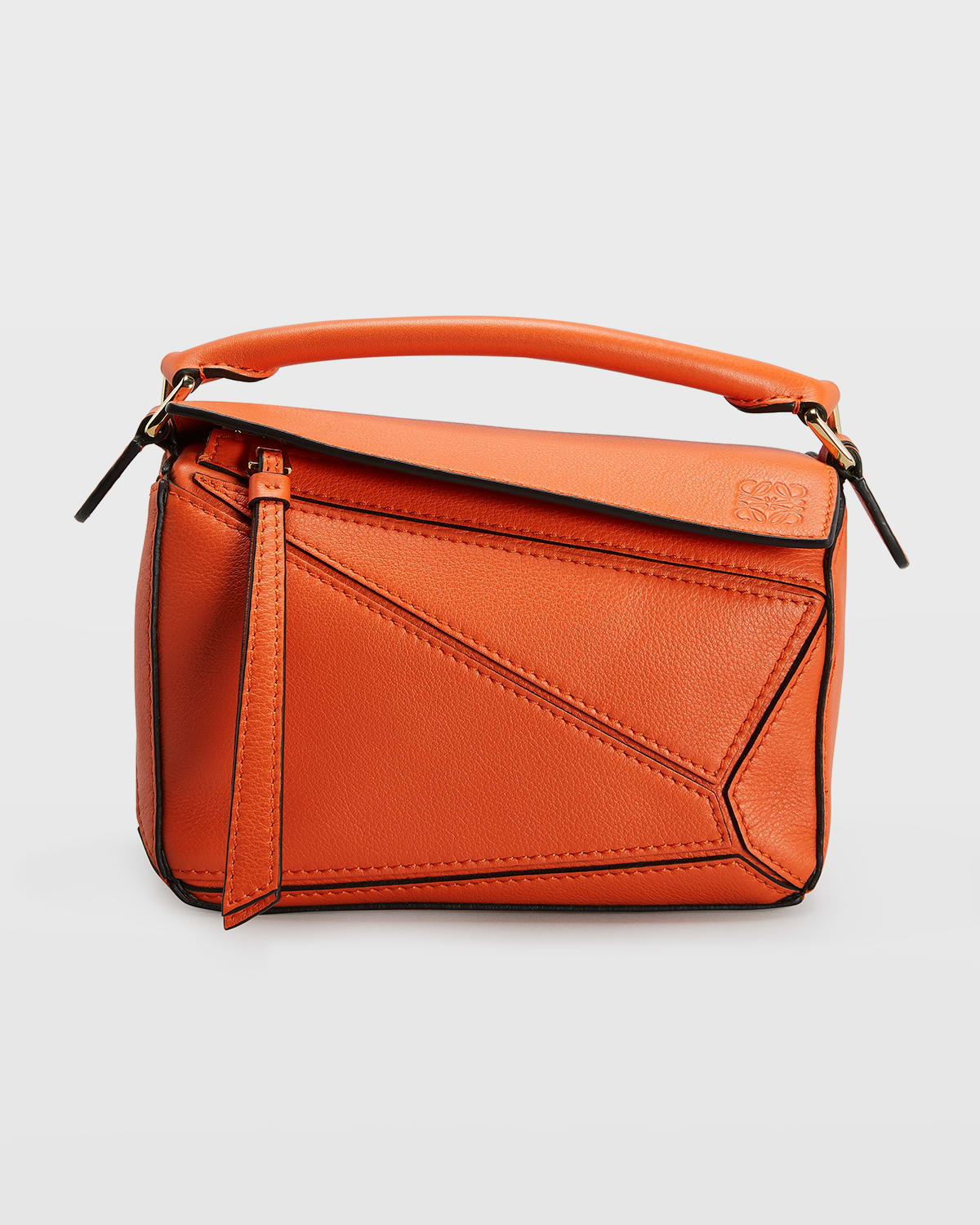 Loewe Mini Puzzle Calfskin Leather Bag In Orange