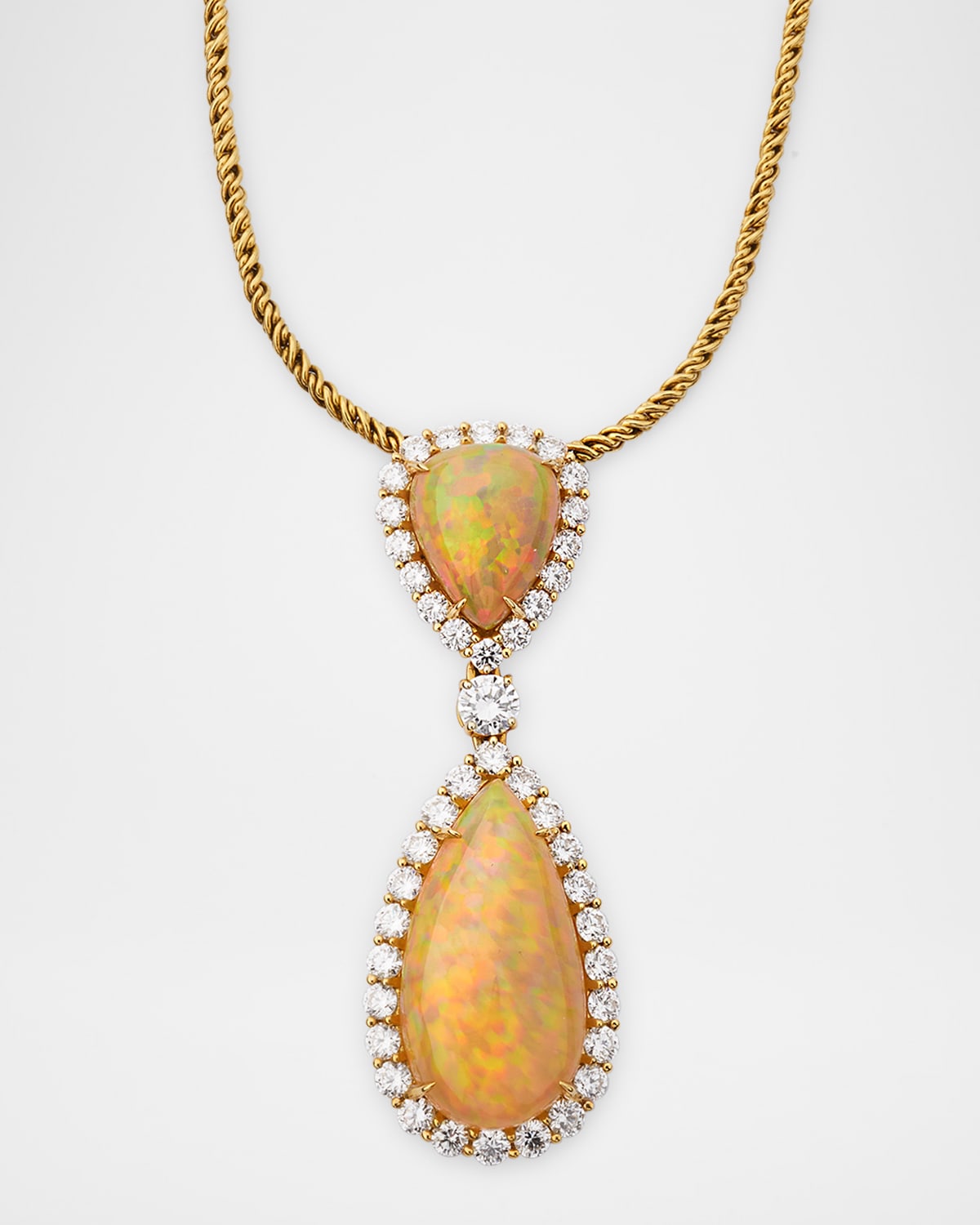 18K Yellow Gold Diamond and Opal Pendant