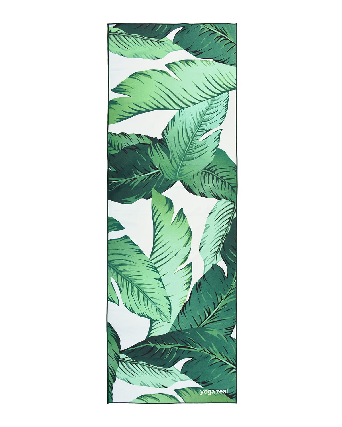 Yoga Zeal Banana Leaf Printed Yoga Towel In Green/white
