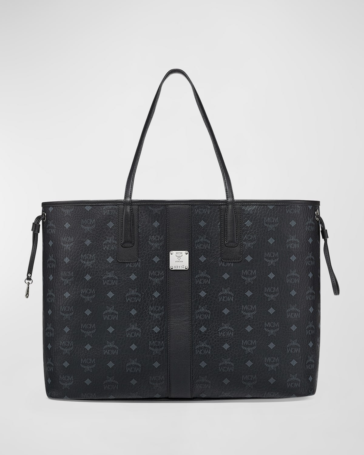 Mcm Liz Large Reversible Visetos Shopper Tote Bag In Black