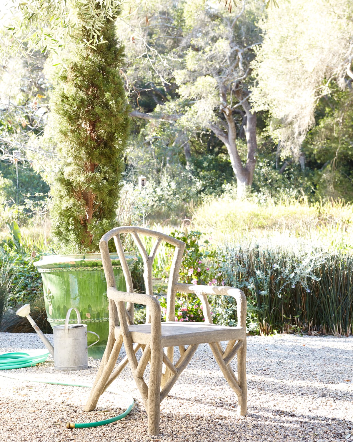 Neiman Marcus Artemis Faux-bois Outdoor Dining Chair In Natural