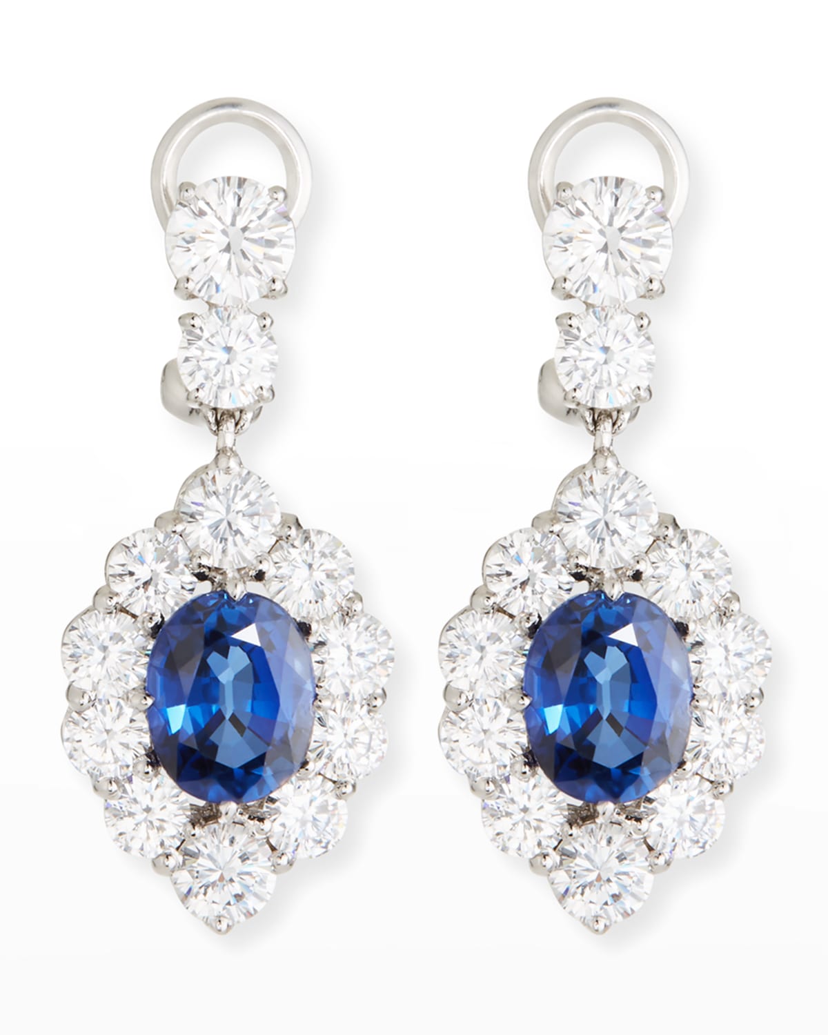 Fantasia By Deserio Synthetic Sapphire Oval Drop Earrings