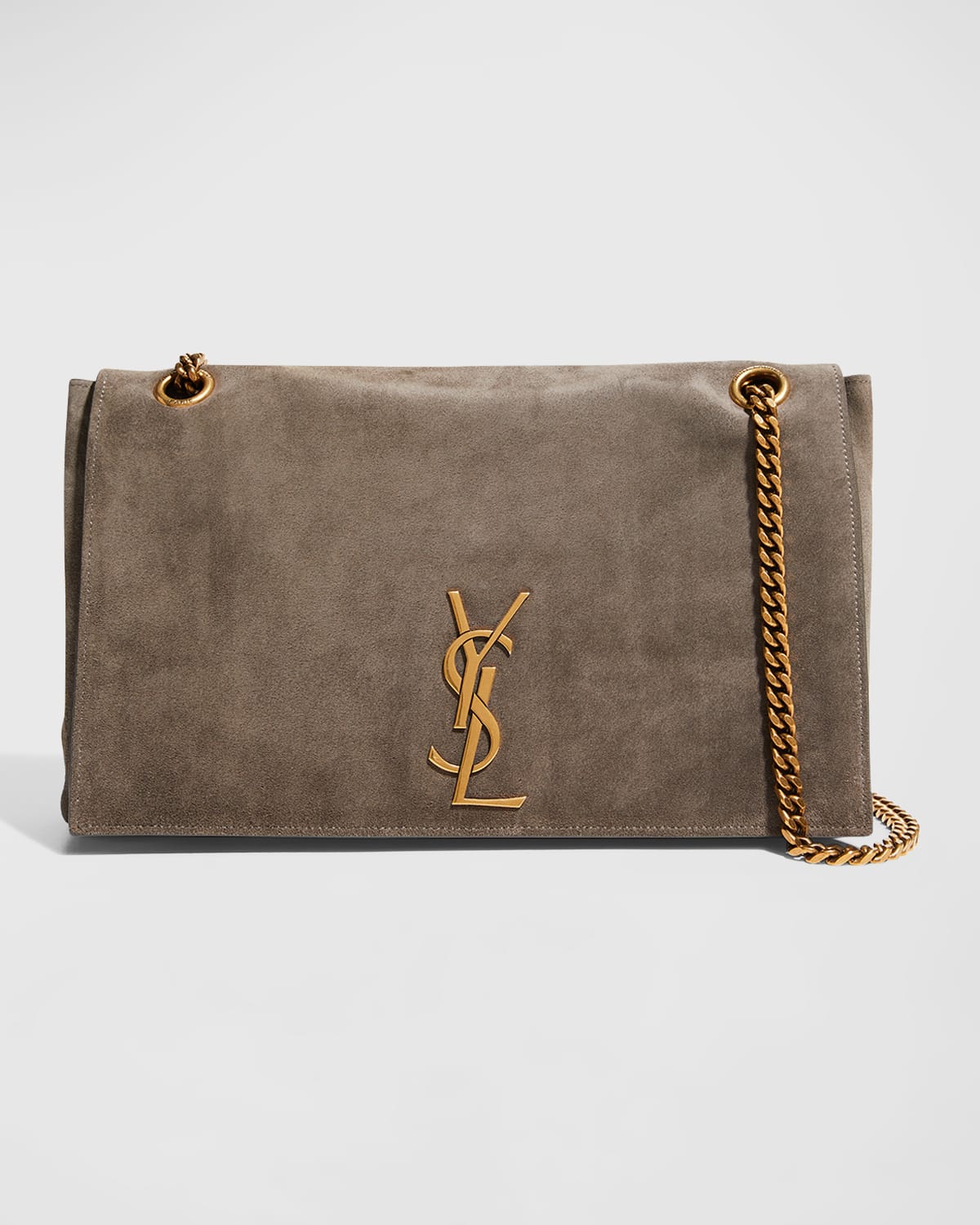 Saint Laurent Soft Kate Medium Reversible Ysl Monogram Crossbody Bag In Grey Kaki