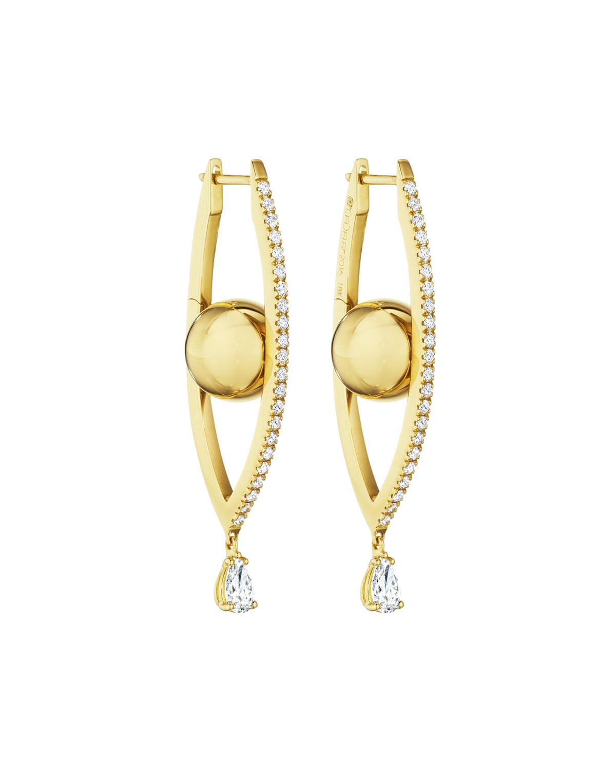Reflections 18k Gold Medium Diamond Evil Eye Hoop Earrings