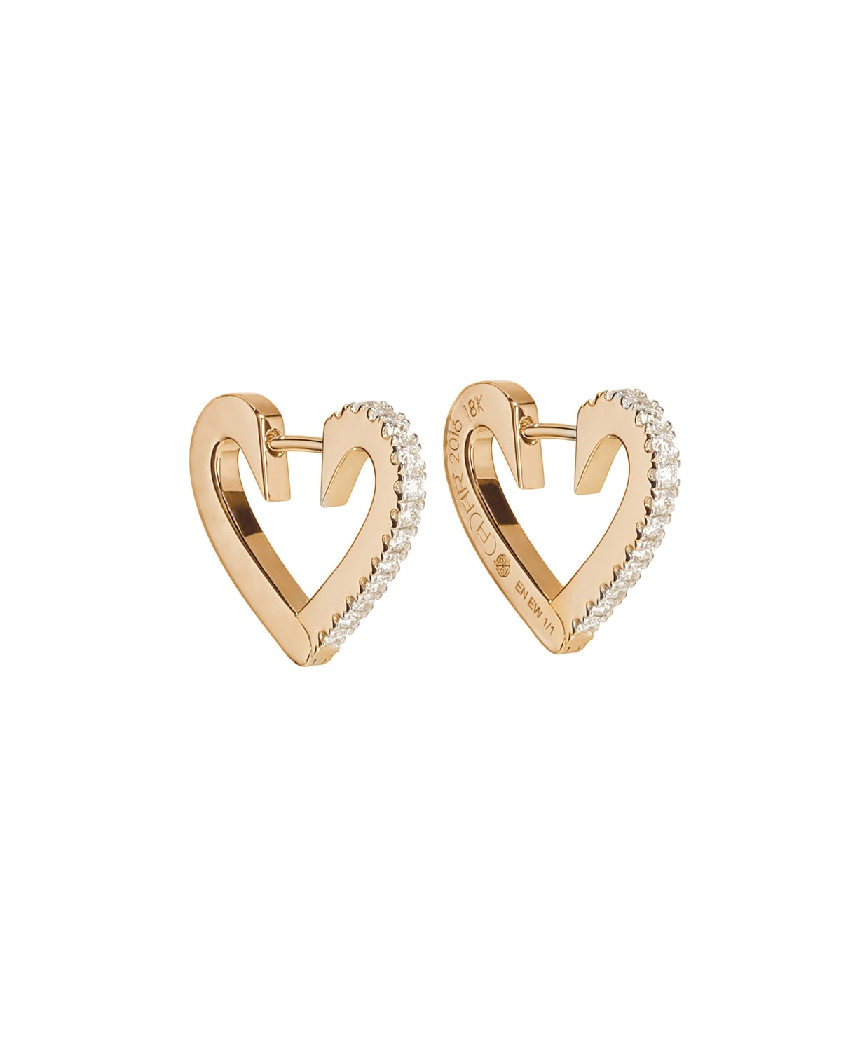Cadar 18k Rose Gold Small Diamond Heart Hoop Earrings In Multi