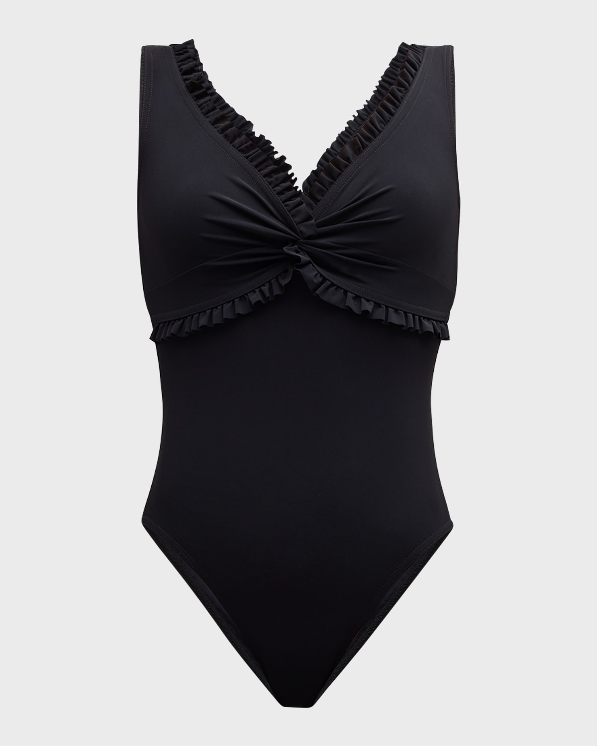 Shop Karla Colletto Ruffle Twist Underwire One-piece Swimsuit In Black