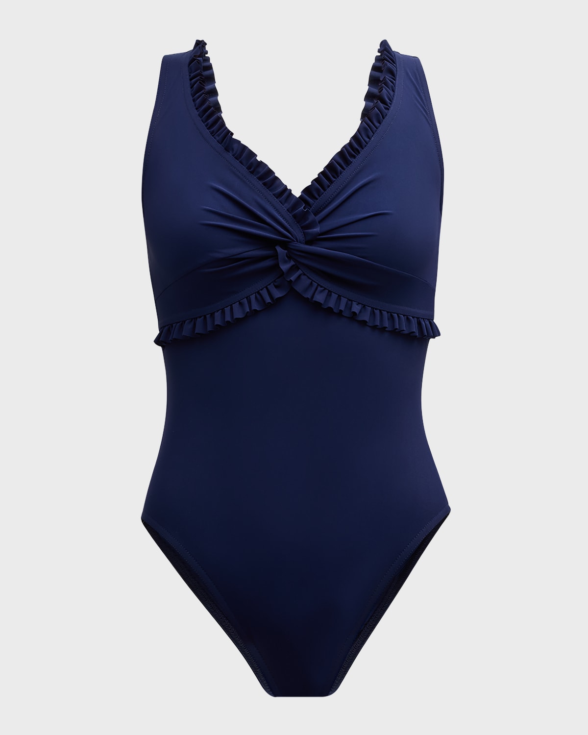 Karla Colletto Ruffle Twist Underwire One-piece Swimsuit In Navy