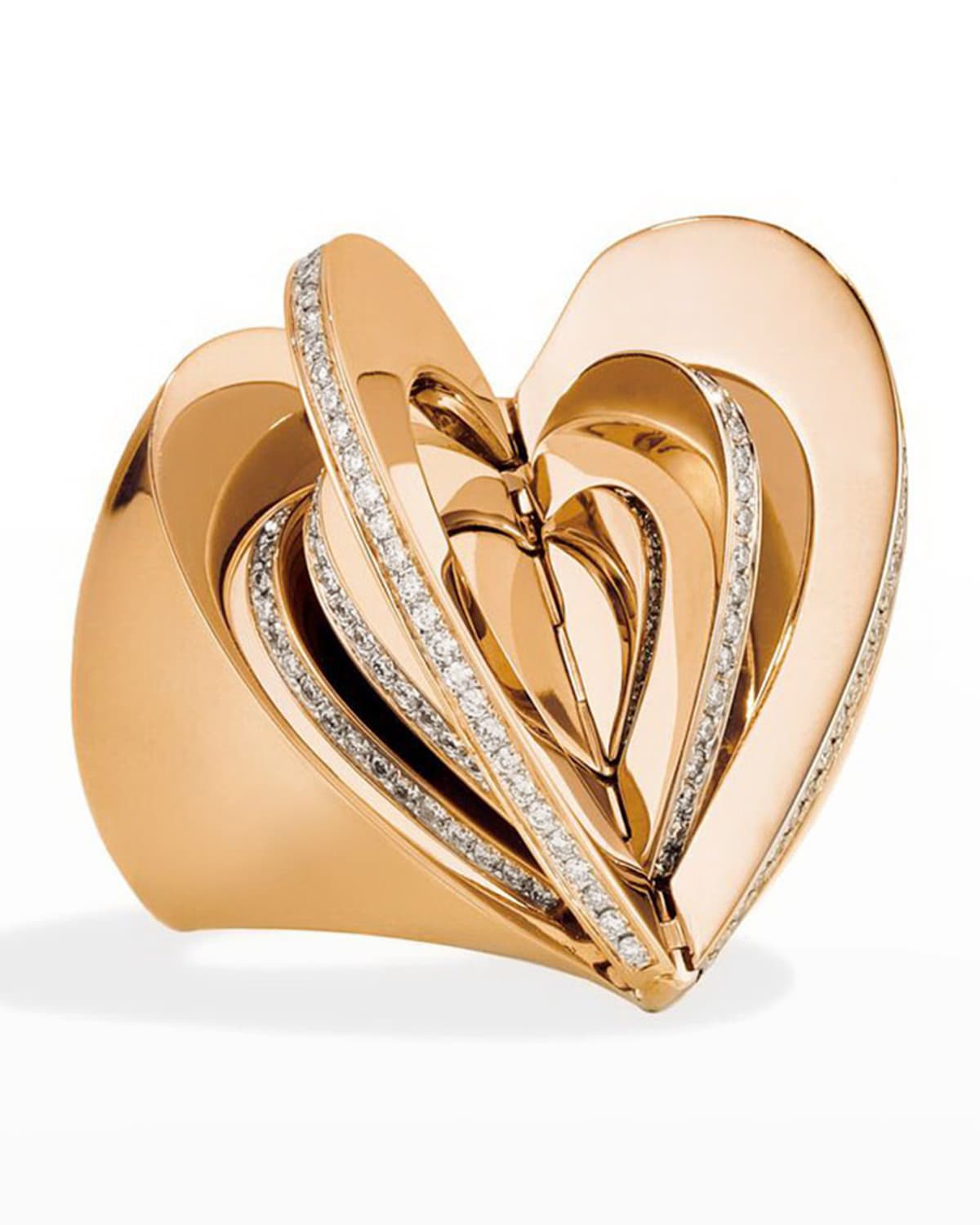 18k Rose Gold Diamond Heart Ring, Size 7