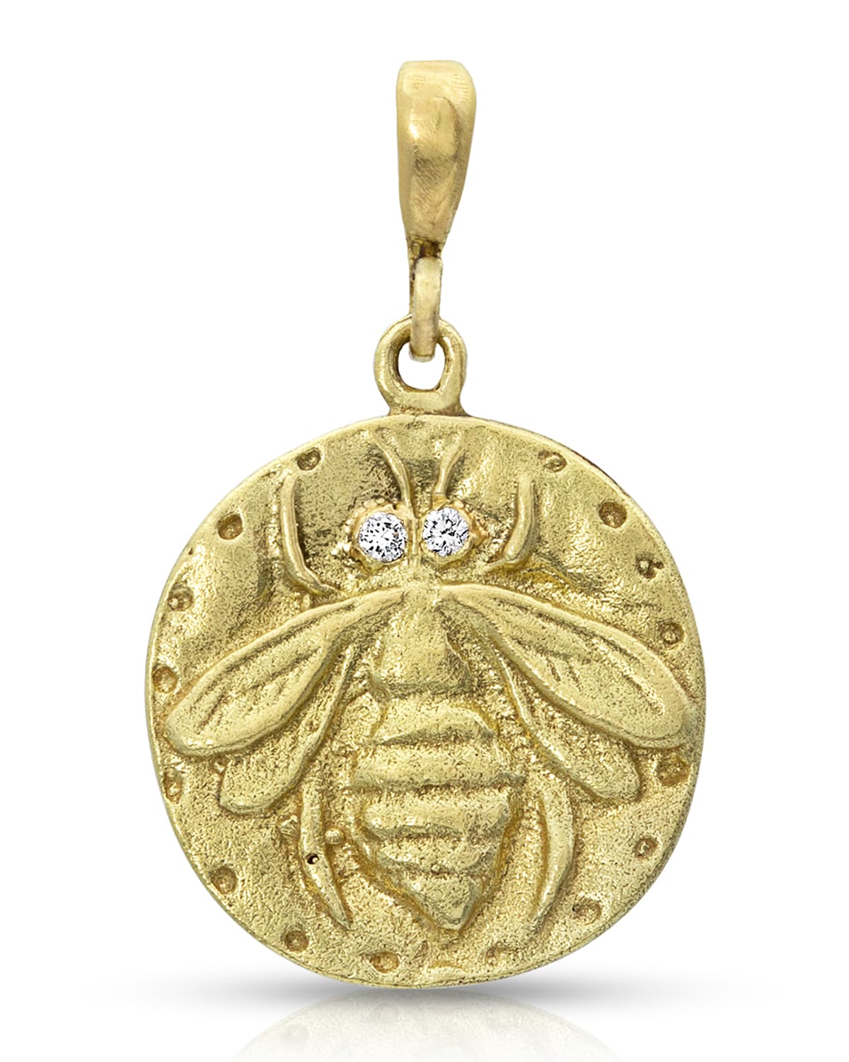 Dominique Cohen 18k Yellow Gold Bee Coin Pendant with Diamond Details