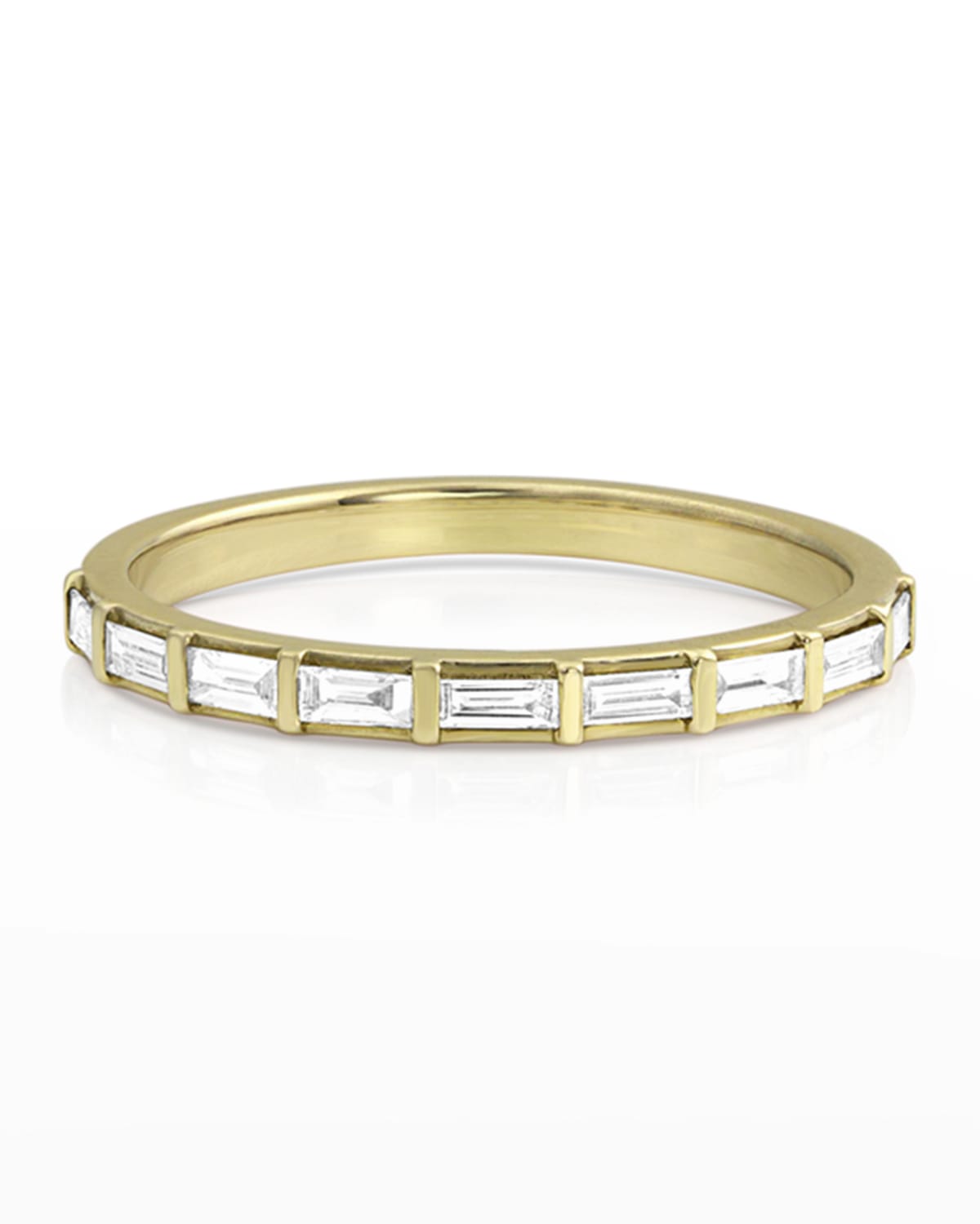 14k Gold Baguette-Diamond Halfway Ring, Size 7