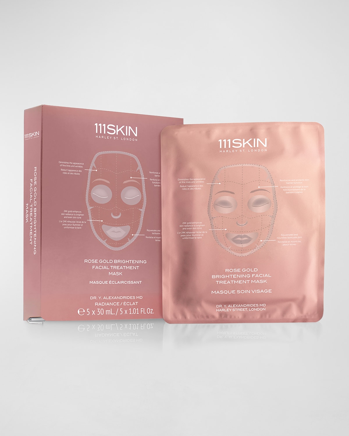 Rose Gold Brightening Facial Treatment Mask Box, 5 Count
