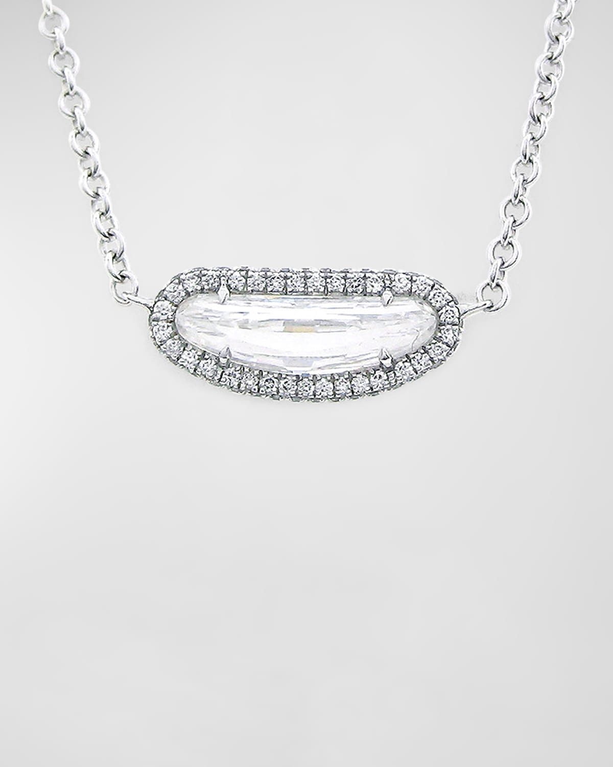 Rahaminov Diamonds 18k White Gold Diamond Melee Pendant Necklace In Metallic
