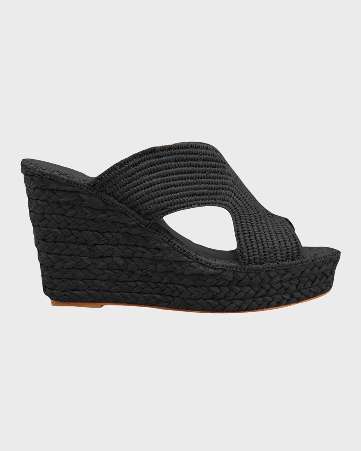 Shop Carrie Forbes Lina Cutout Slide Wedge Sandals In Black
