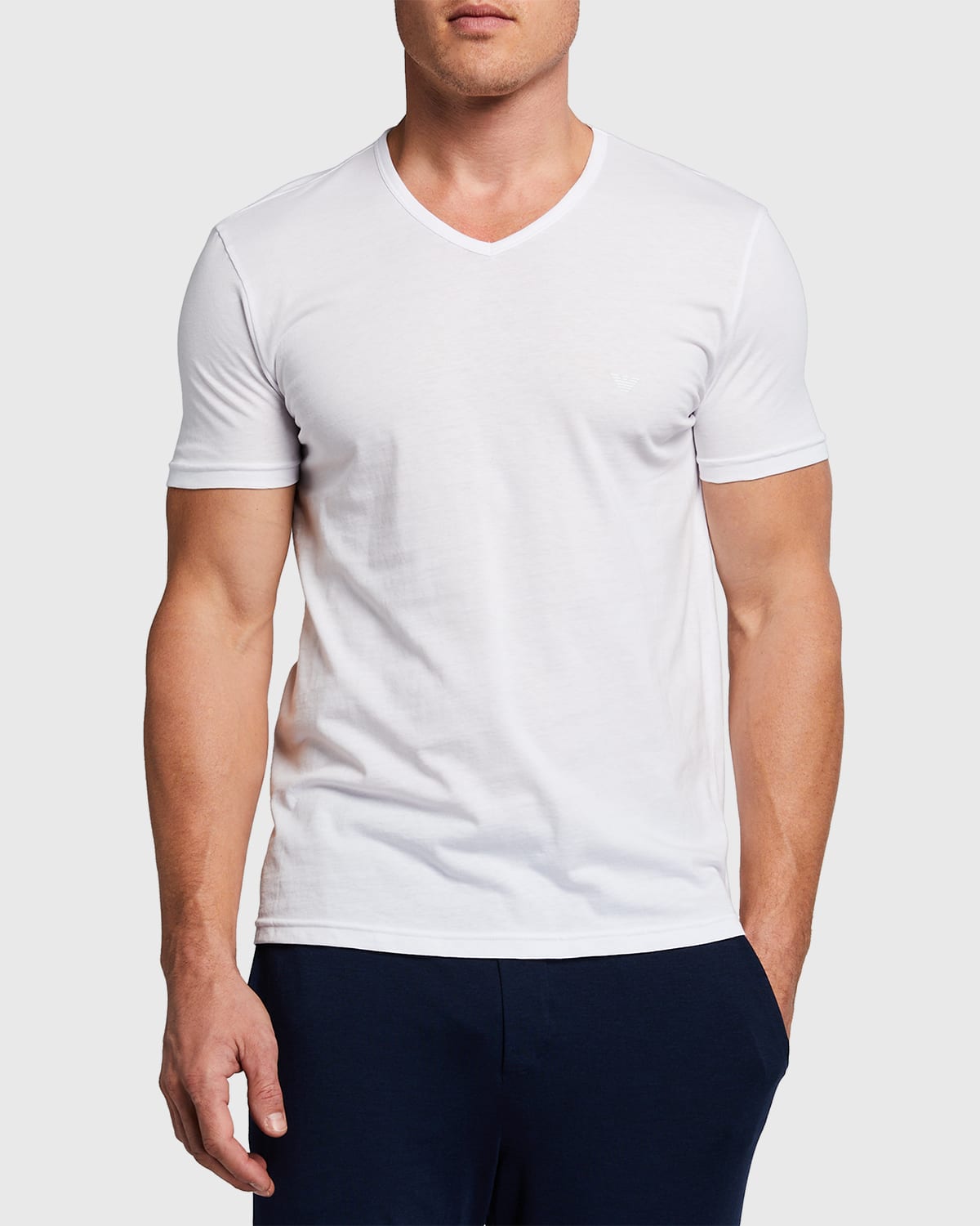 Emporio Armani Men's V-neck Three-pack T-shirts In Grey/white/navy