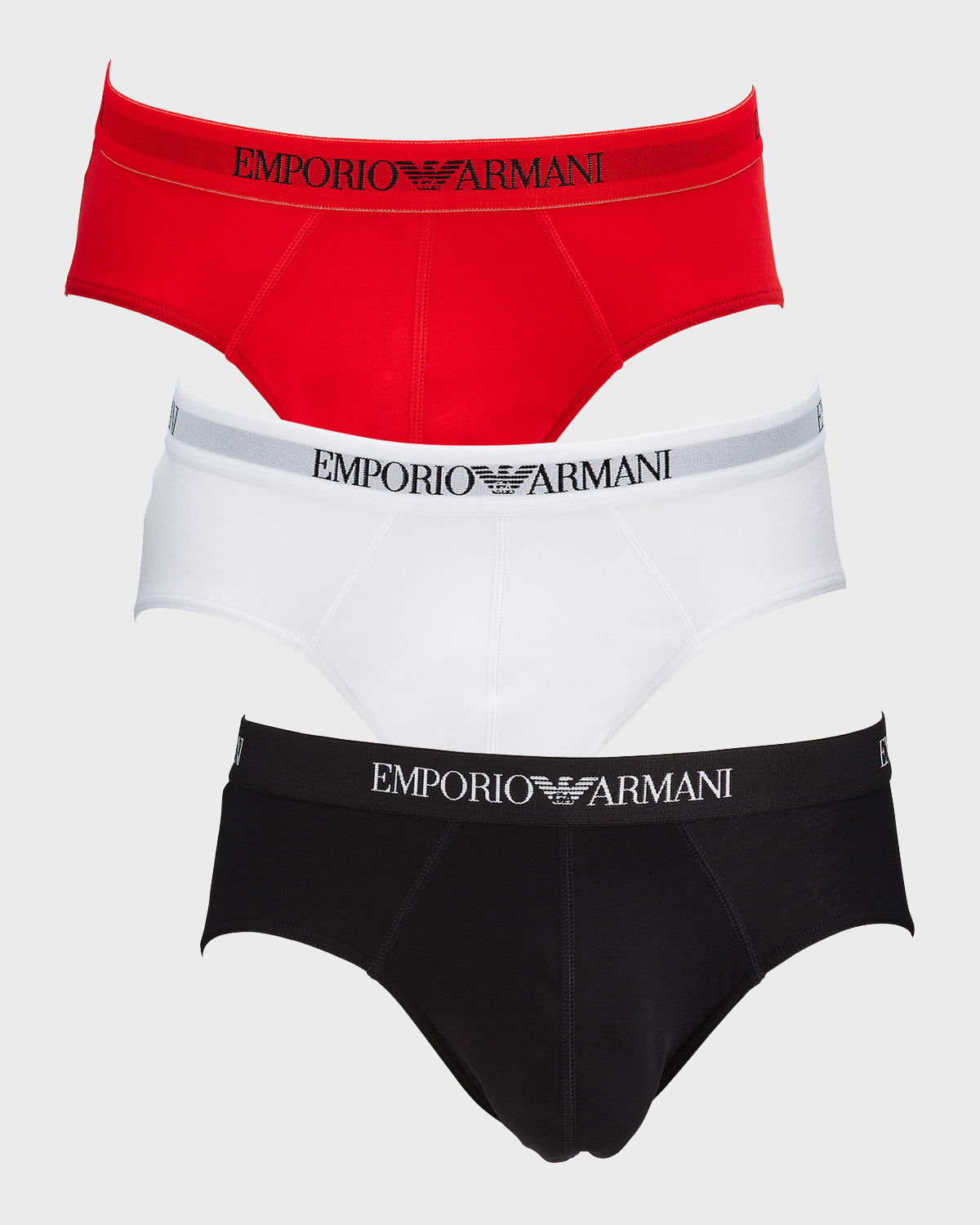 Emporio Armani Men's 3-pack Cotton Briefs In Red/white/black