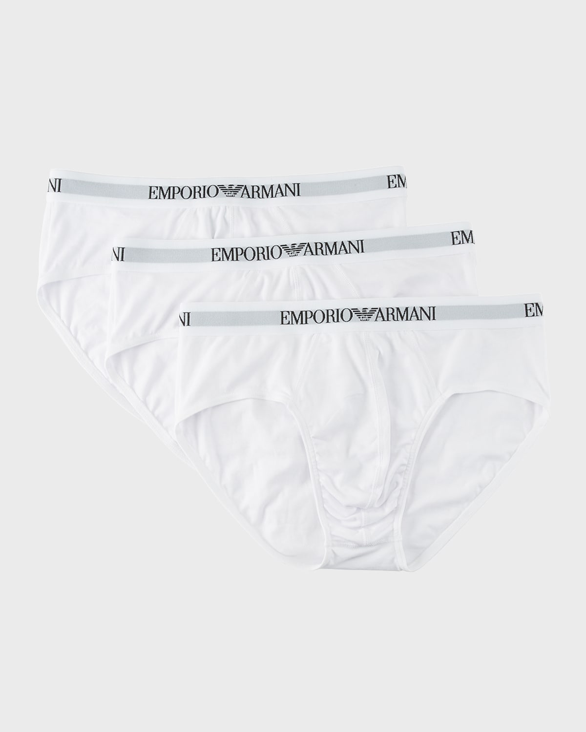 Emporio Armani Mens White Pack Of Two Slim-fit Stretch-cotton Briefs Xl In White