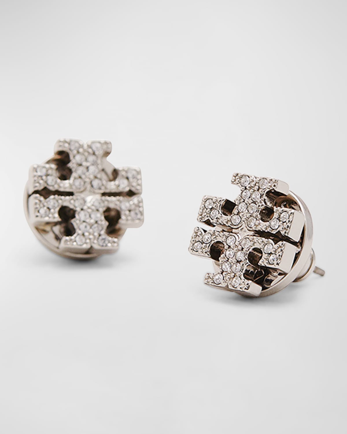 Tory Burch Miller Pave Stud Earring In Silver