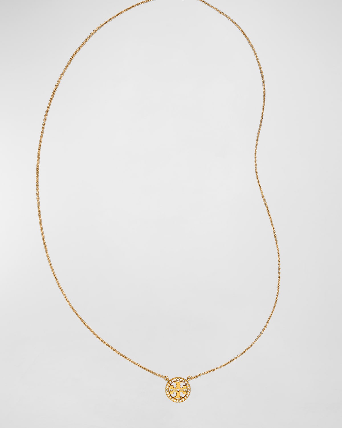 TORY BURCH MILLER PAVE LOGO DELICATE NECKLACE
