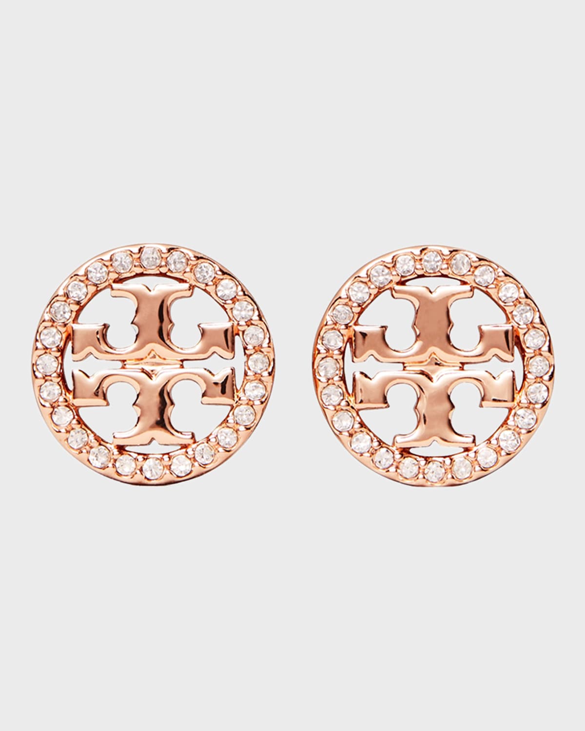 Tory Burch Crystal Logo Circle Stud Earrings In Tory Gold / Ruby