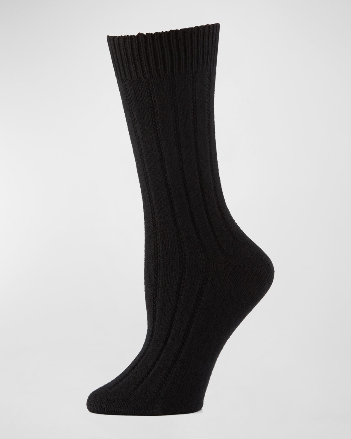 Shop Neiman Marcus Cashmere Ribbed Socks In Black