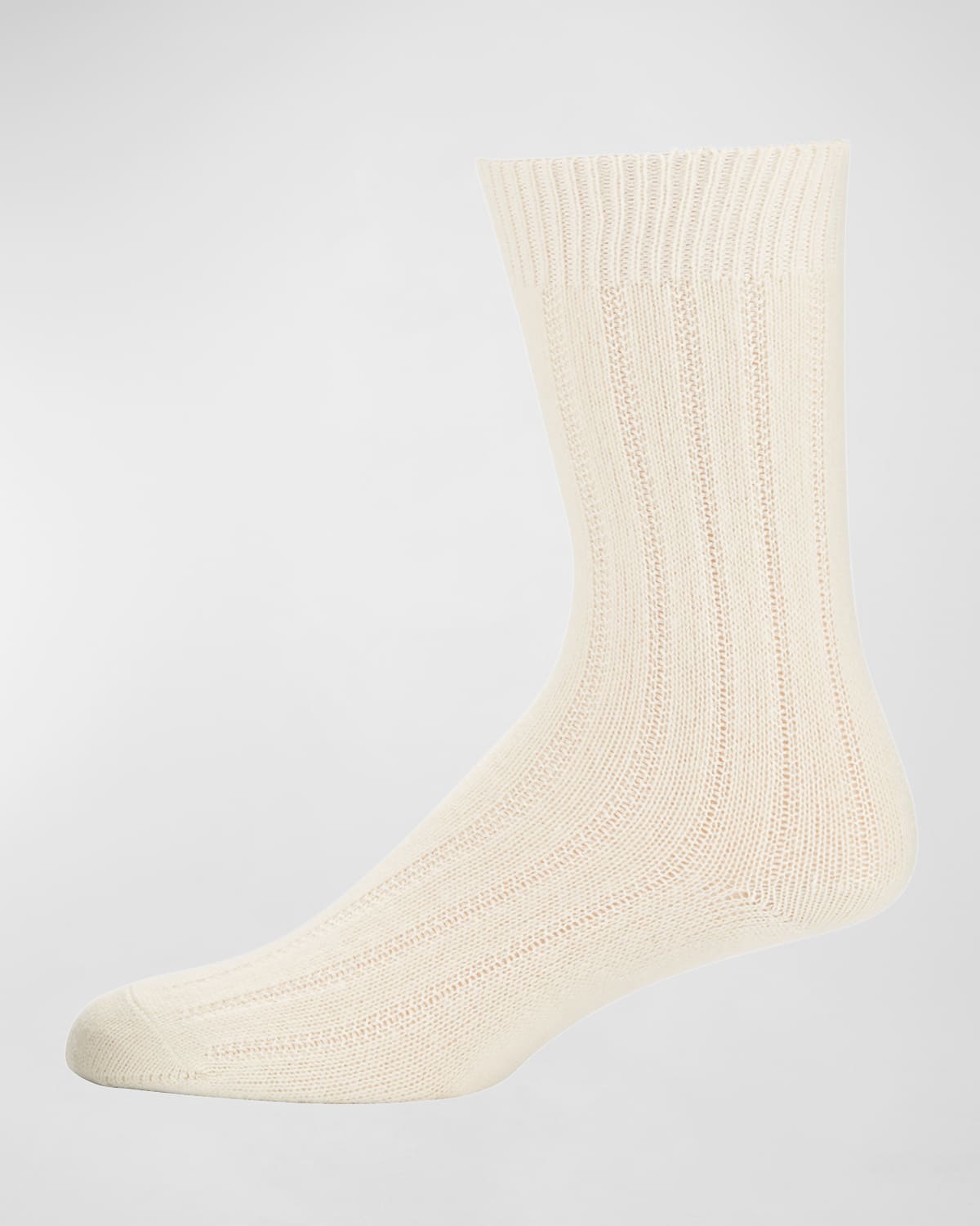 Shop Neiman Marcus Cashmere Ribbed Socks In White