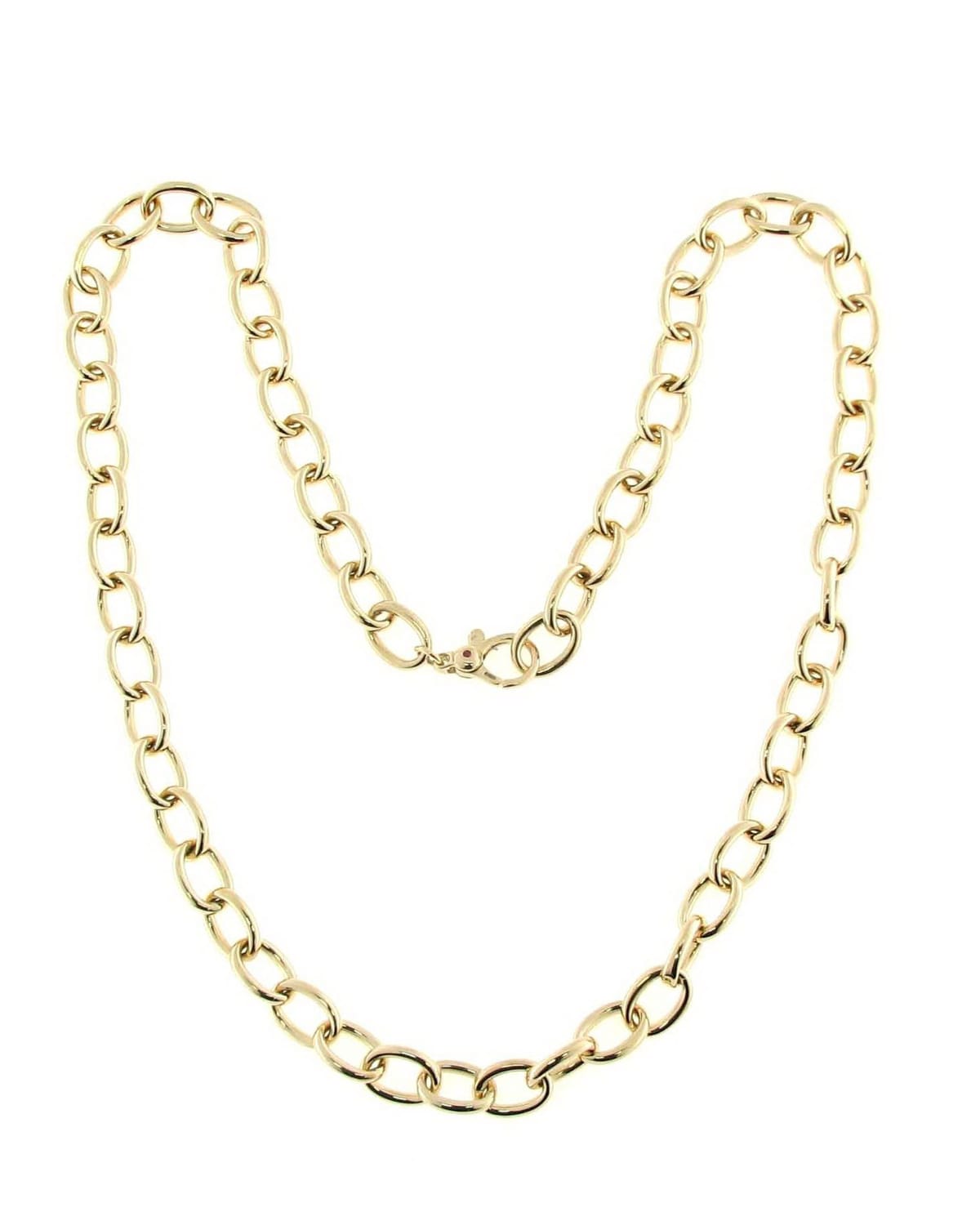 18k Gold Round Link Chain Necklace