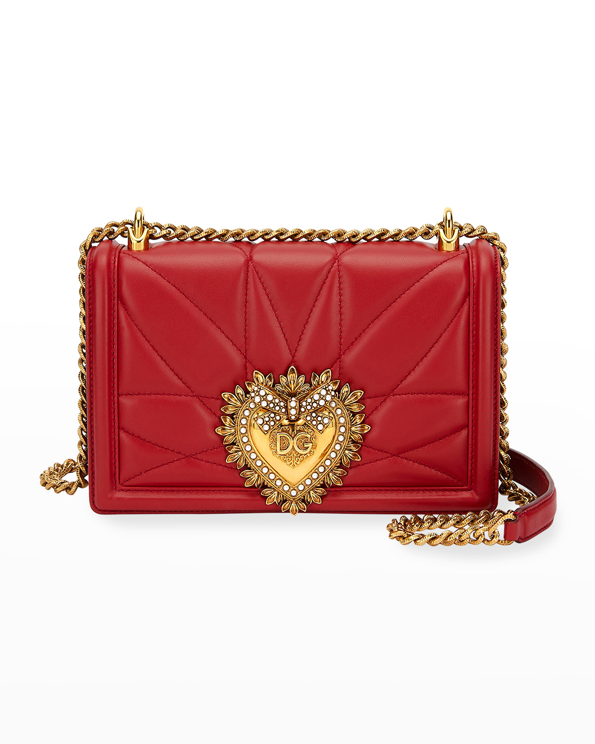 Dolce & Gabbana Medium Devotion Quilted Shoulder Bag In Red