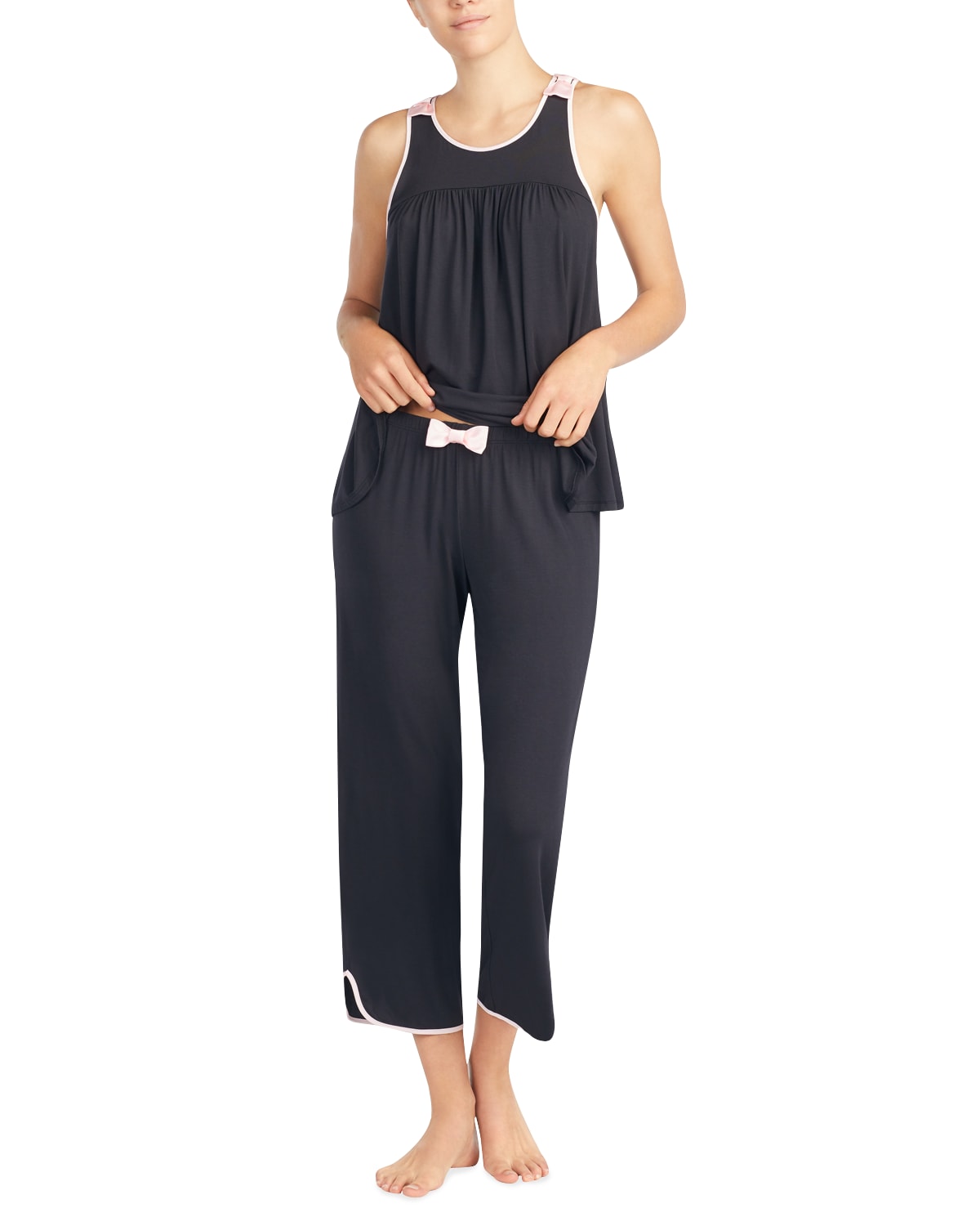 Kate Spade Women's Sleeveless Modal Knit Capri Pajama Set In Black