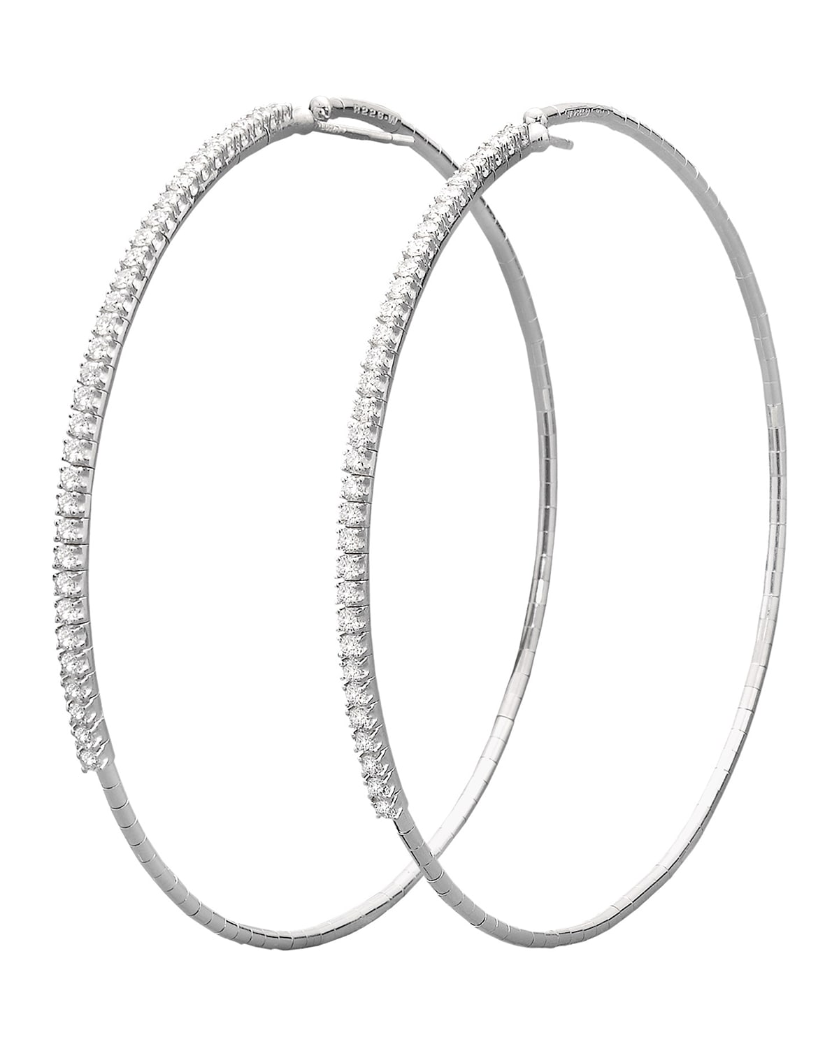 Mattia Cielo 18k White Gold Diamond-Front Hoop Earrings