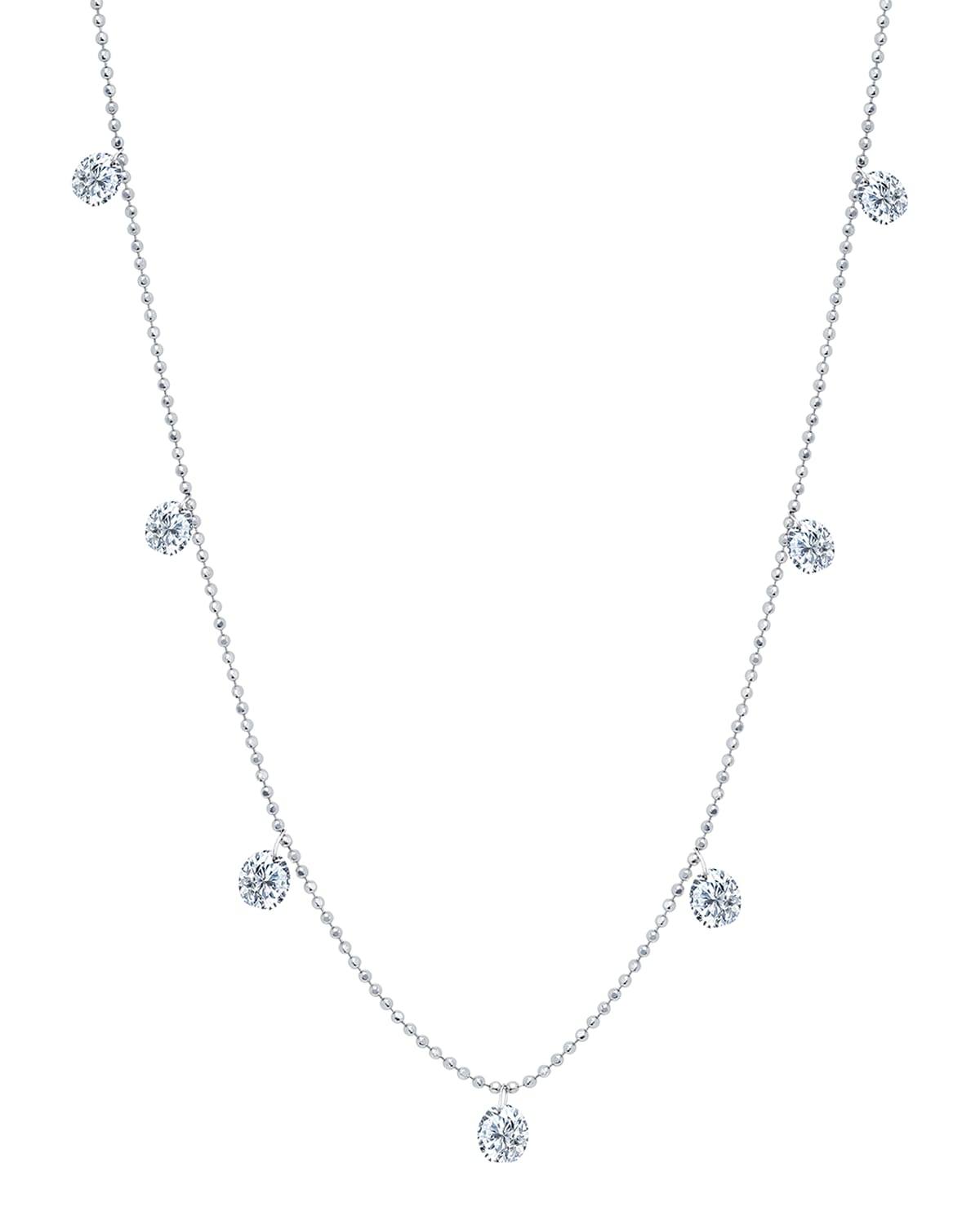 Graziela Gems 18k White Gold Floating Diamond Necklace