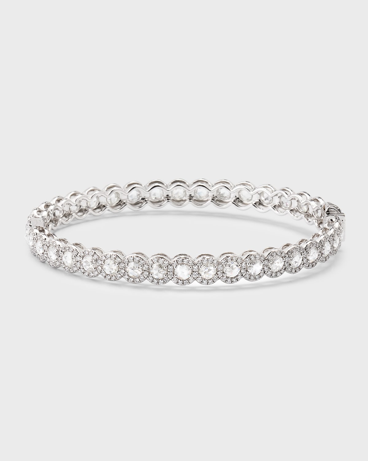 Scallop 18K White Gold Scallop Diamond Bangle, 5.75tcw