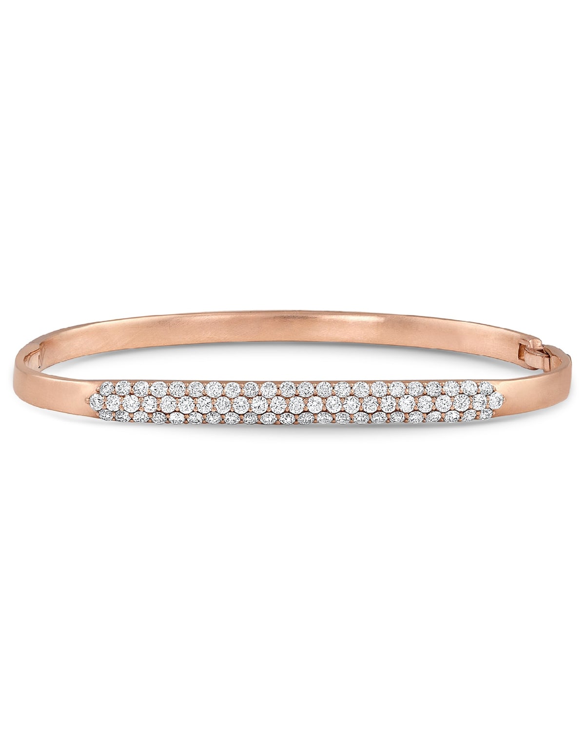 Dominique Cohen 18k Rose Gold Classic Diamond Hinged Huggie Bangle Bracelet