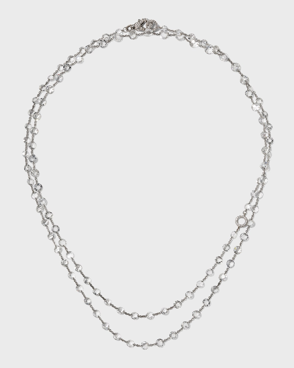 Rose-Cut and Brilliant-Cut Floating Diamond Necklace, 32"L