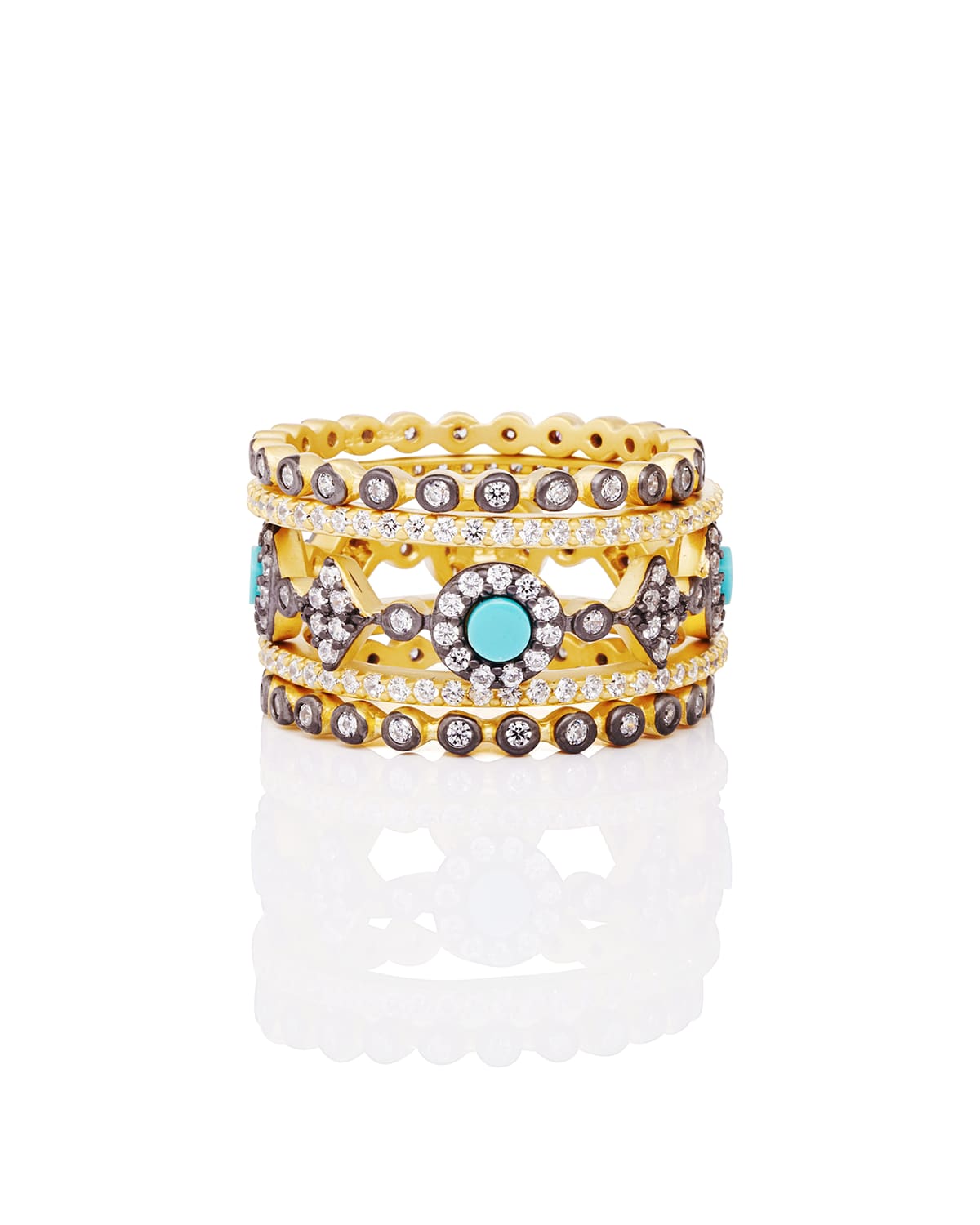 Color Theory 5-Piece Stacking Ring Set - Turquoise, Size 5