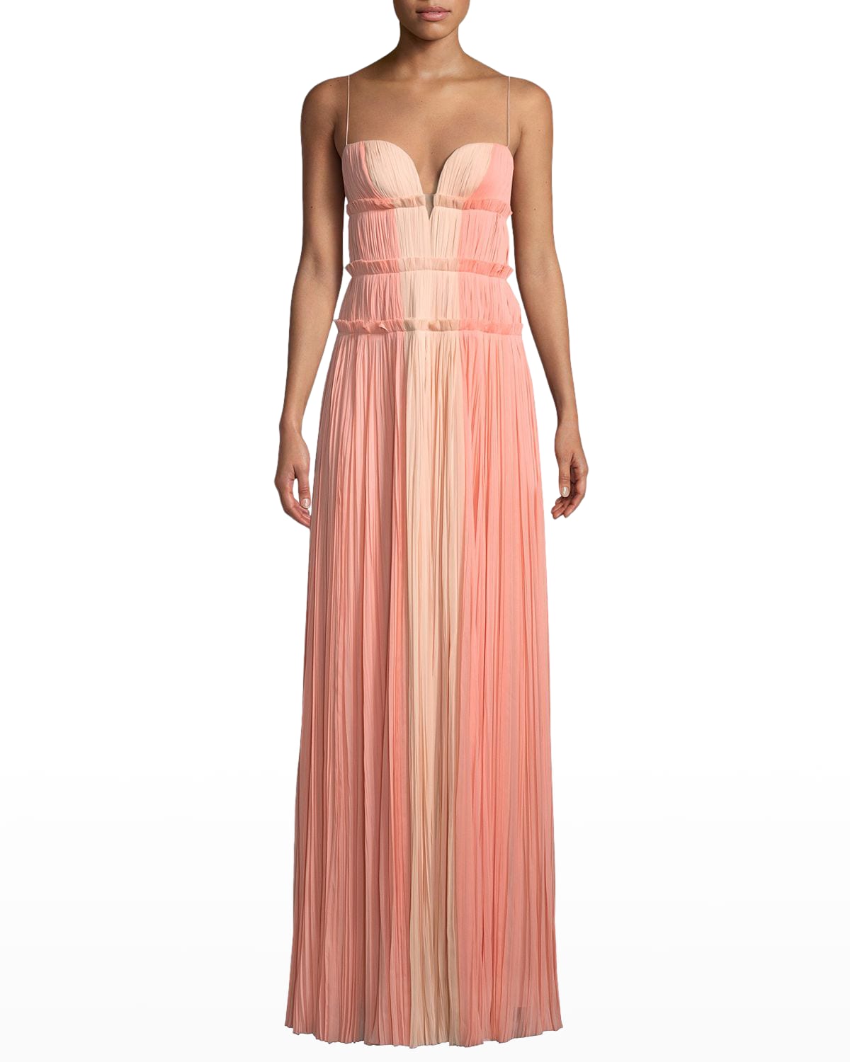 J. Mendel Strappy Sweetheart Two-Tone Silk Gown