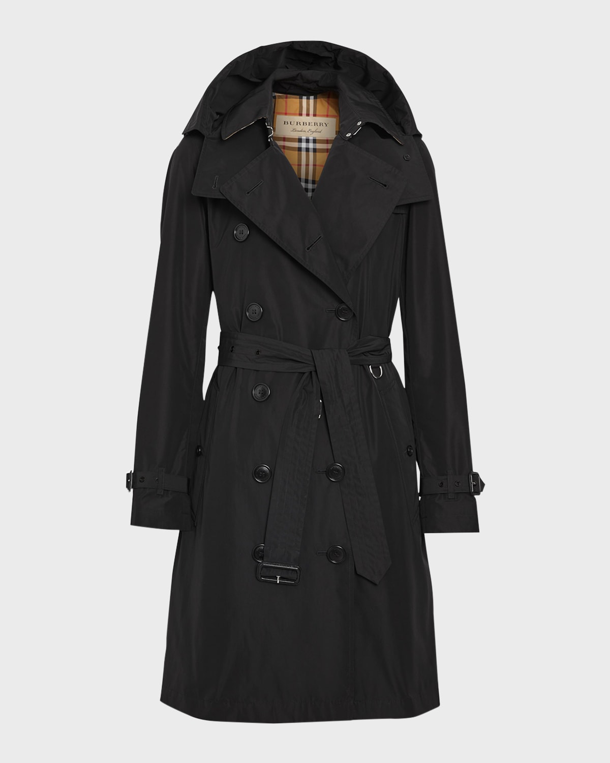 Kensington Double-Breasted Trench Coat with Detachable Hood