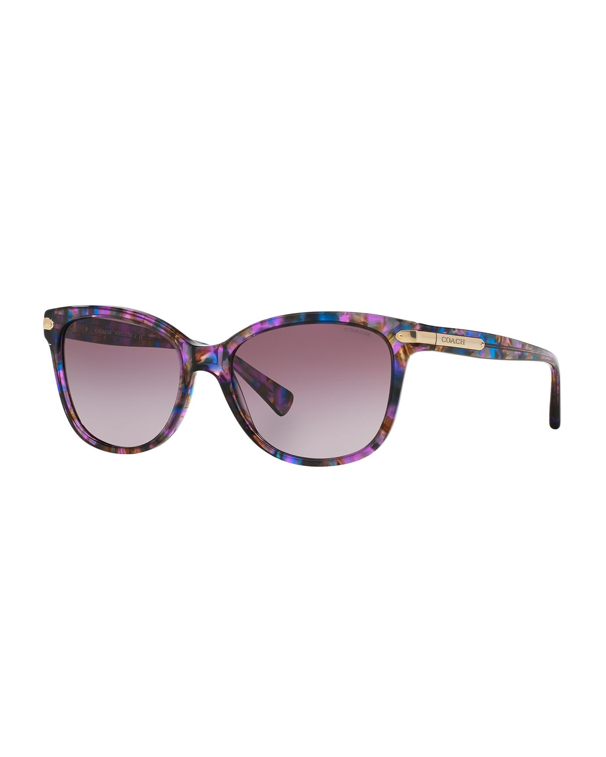 Coach Cat-eye Sunglasses W/ Logo Plate Temples In Purple