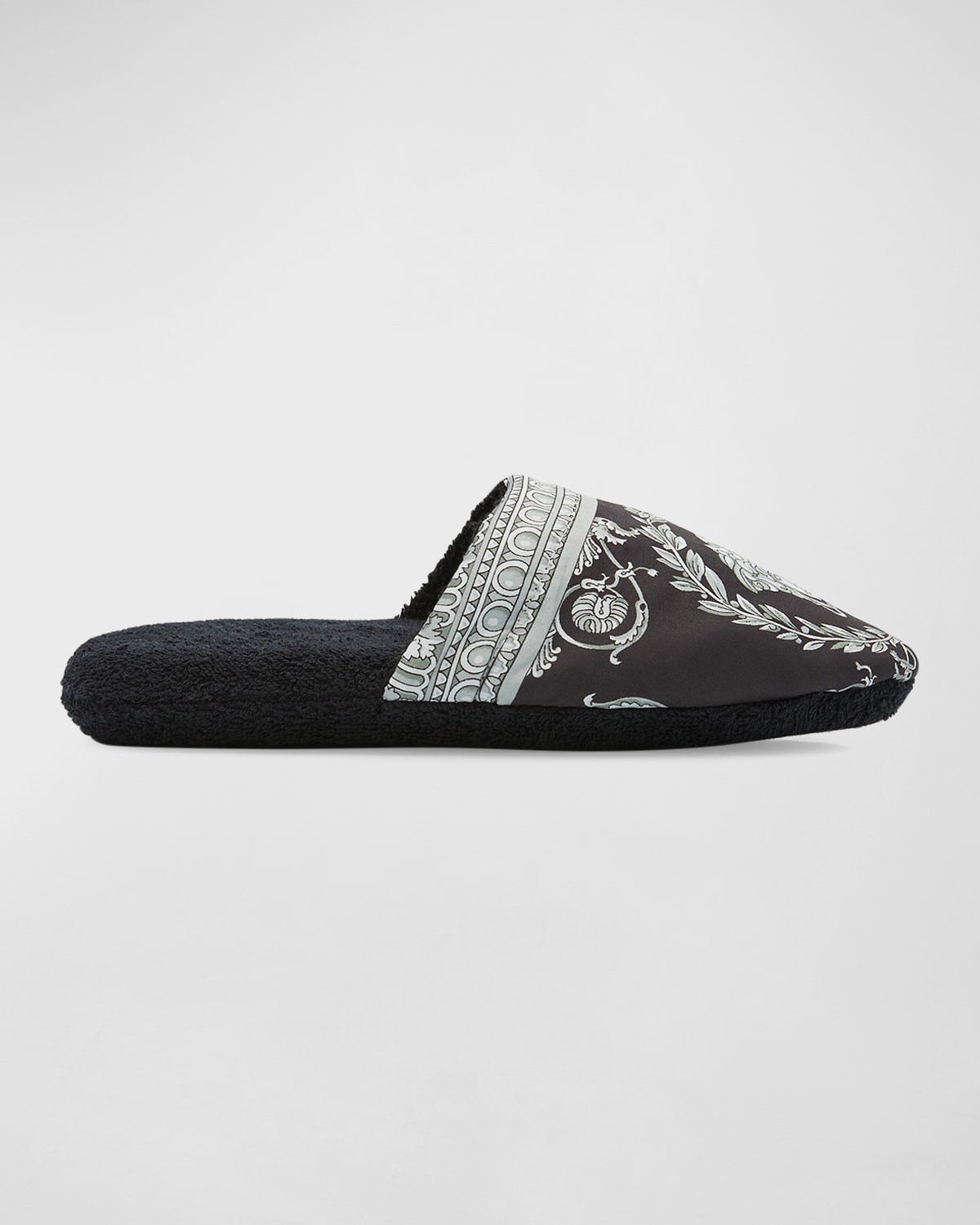 VERSACE MEN'S BAROCCO-PRINT MULE SLIPPERS