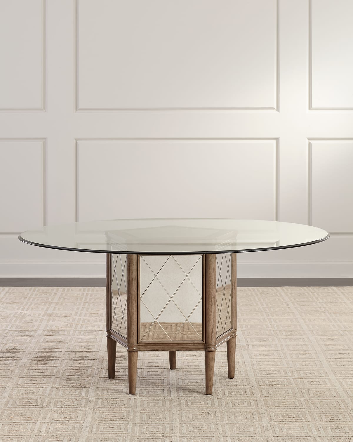 Katherine Noble By Bmc Alisa Round Pedestal Dining Table In Gray Beige