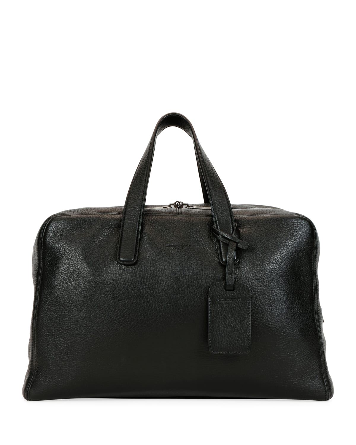 Giorgio Armani Men's Deer Leather Carryall Duffel Bag, Black