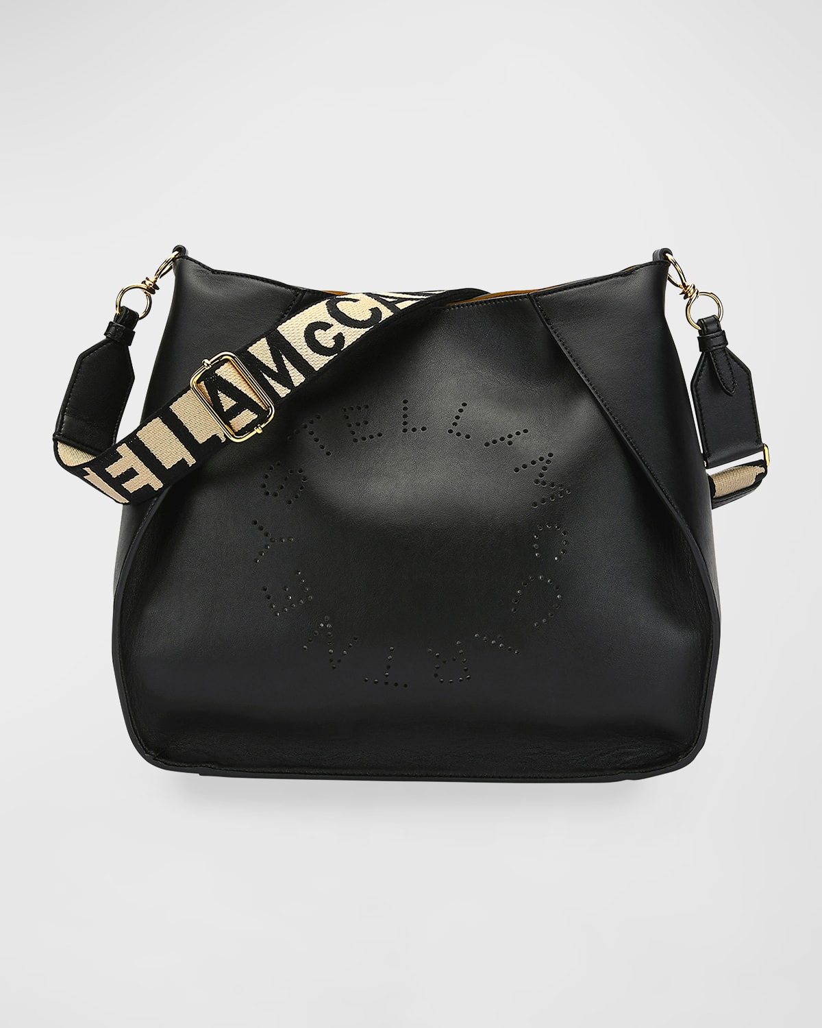 Stella Mccartney Perforated Logo Alter Napa Crossbody Bag In Black