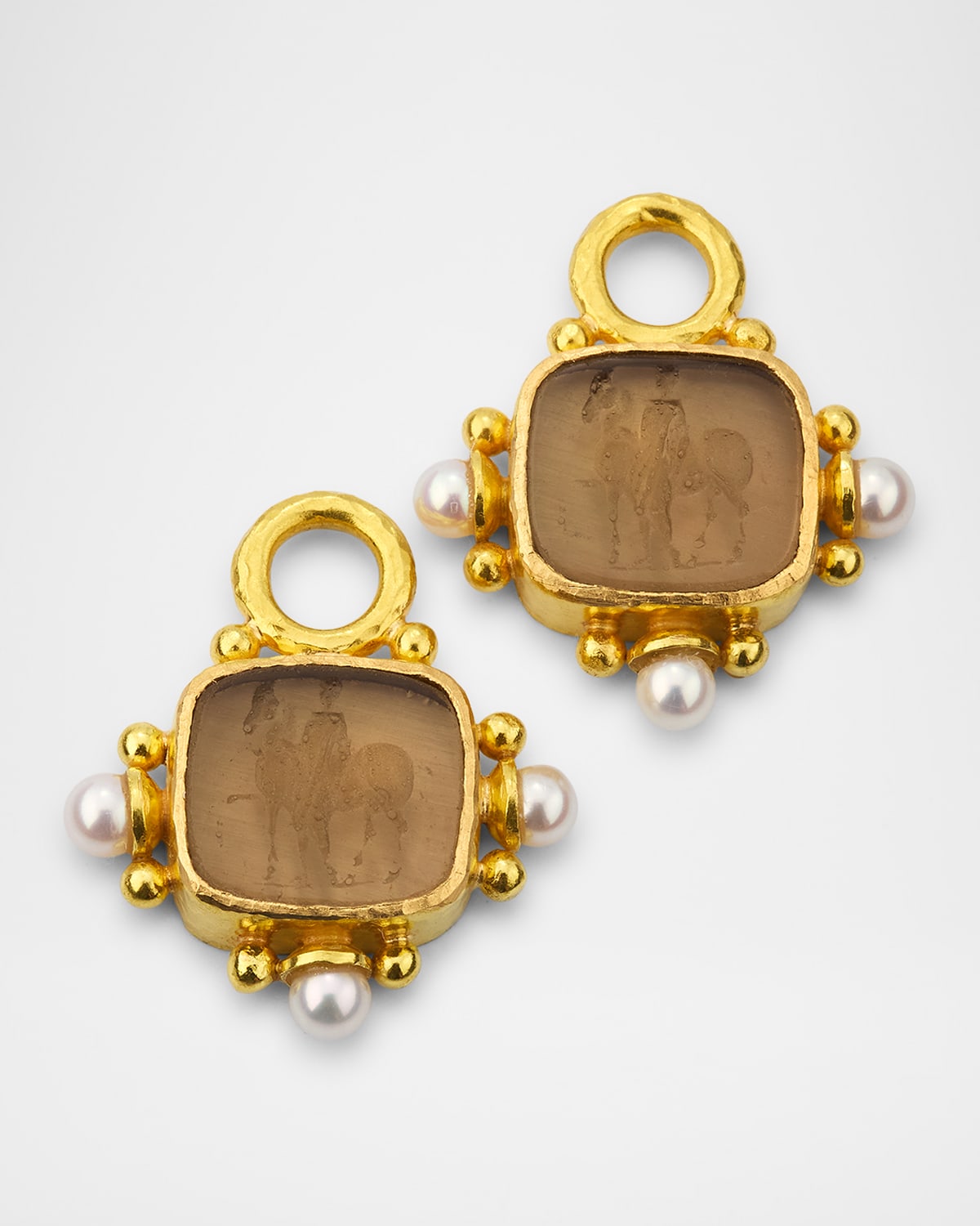 19k Venetian Glass and Pearl Earring Pendants