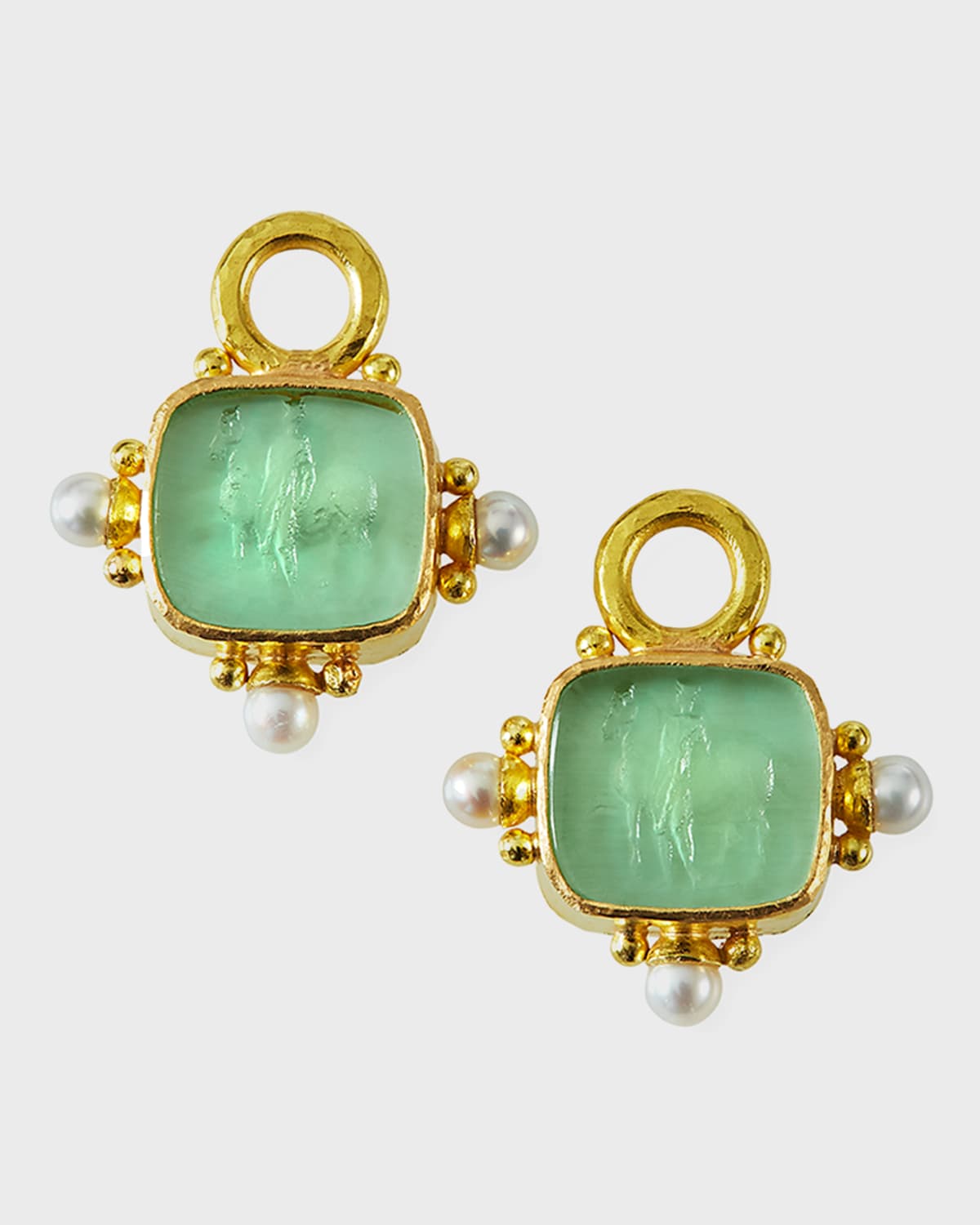 19k Venetian Glass and Pearl Earring Pendants