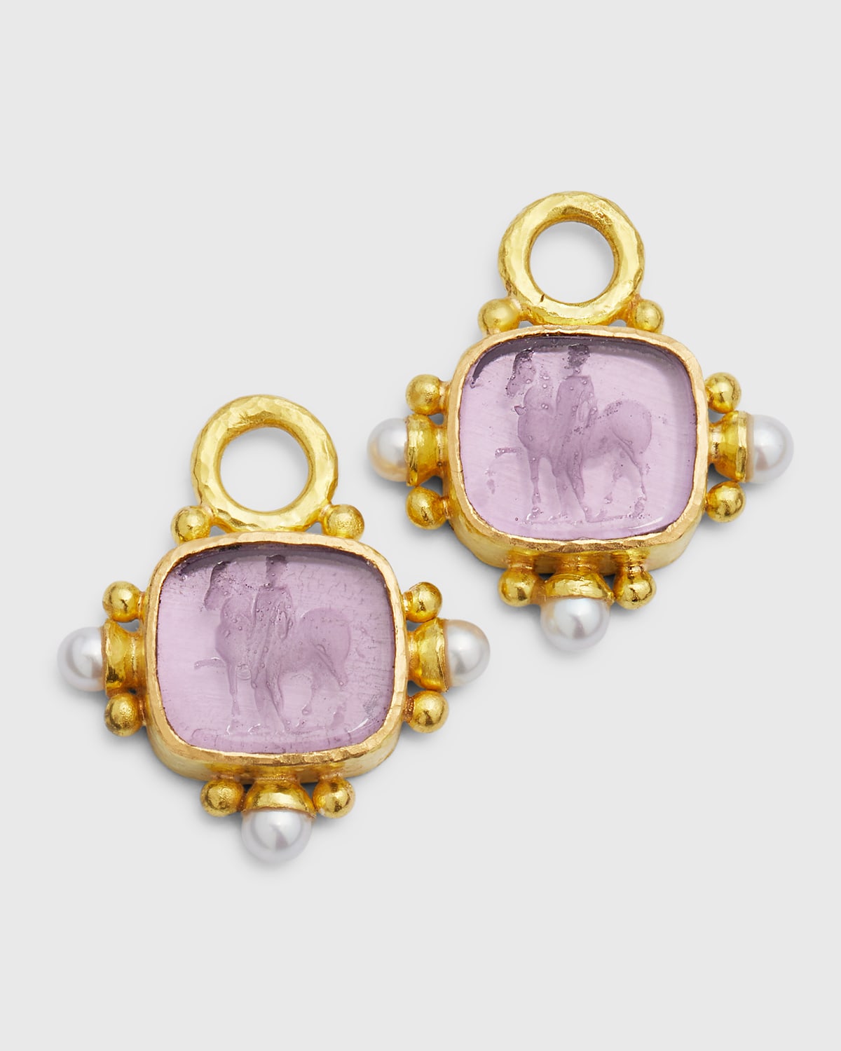 19k Venetian Glass and Pearl Earring Pendants