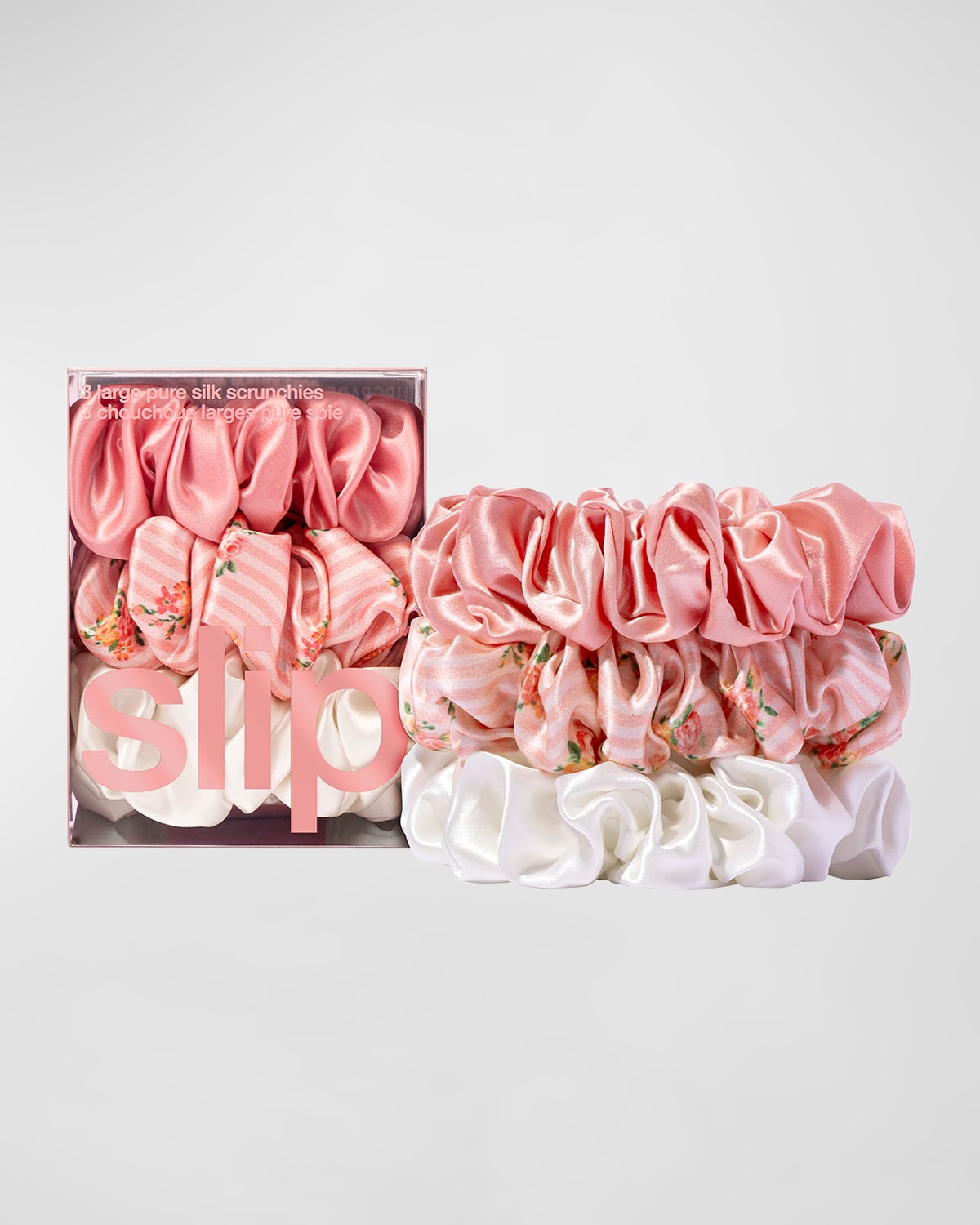 Shop Slip Pure Silk Large Scrunchies, 3-pack In Petal