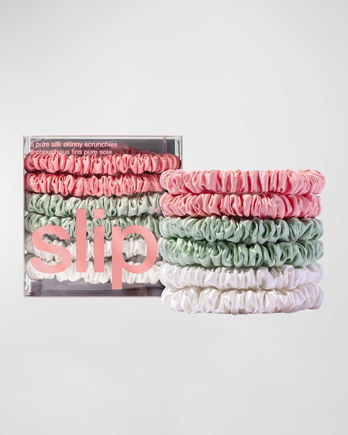 Pure Silk Skinny Scrunchies, 6-Pack