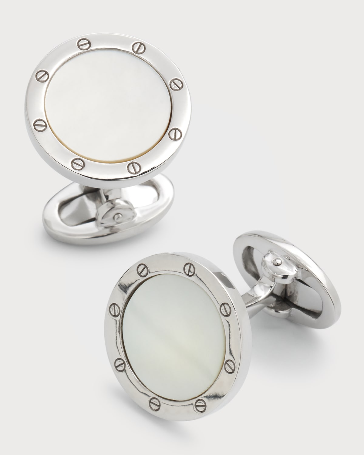 JAN LESLIE ROUND MOTHER-OF-PEARL CUFF LINKS
